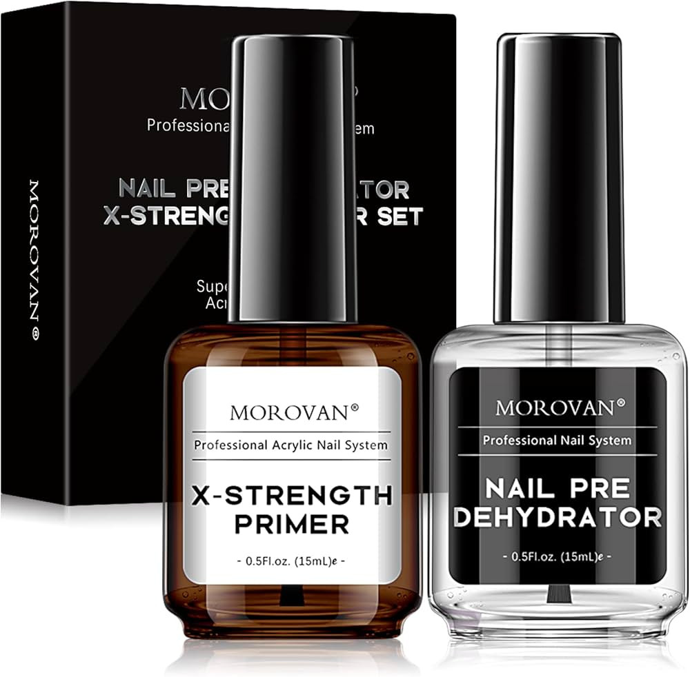 Morovan Nail Primer and Dehydrator for Acrylic Nails, Professional No Burn Fast Air Dry Nail Prep... | Amazon (US)