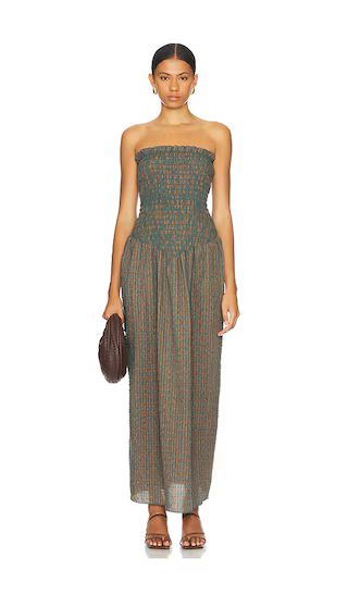 Ruched Strapless Maxi Dress in Pine Check | Revolve Clothing (Global)