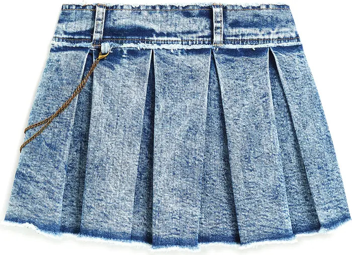 Tractr Kids' Pleated Chain Detail Denim Skort | Nordstrom | Nordstrom