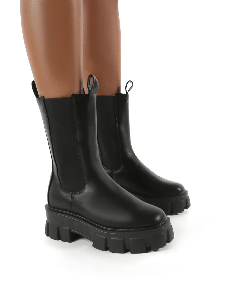 Reign Black Chunky Sole Ankle Boot | Public Desire (US & CA)