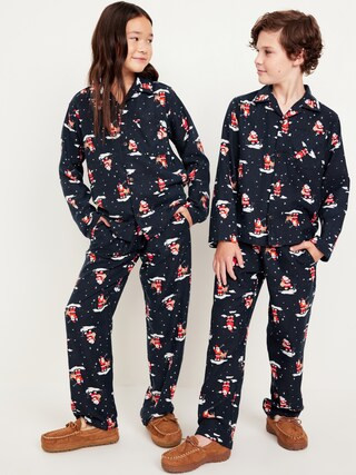 Gender-Neutral Printed Button-Front Pajama Set for Kids | Old Navy (CA)