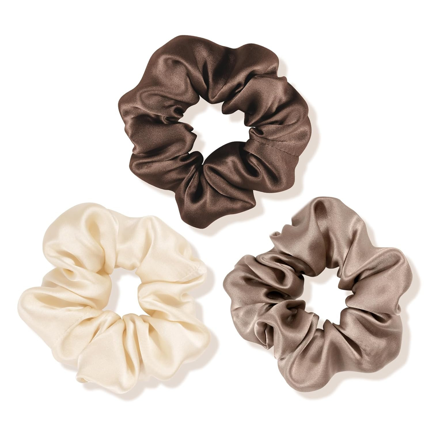 OLESILK 100% Mulberry Silk Scrunchies for Women, Hair Ties No Damage 3 Pack | Amazon (US)
