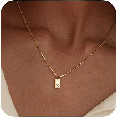 Personalized Initial Necklace: 14K Gold Plated Dainty Letter Name Pendant for Women, Custom Tag Jewelry | Target