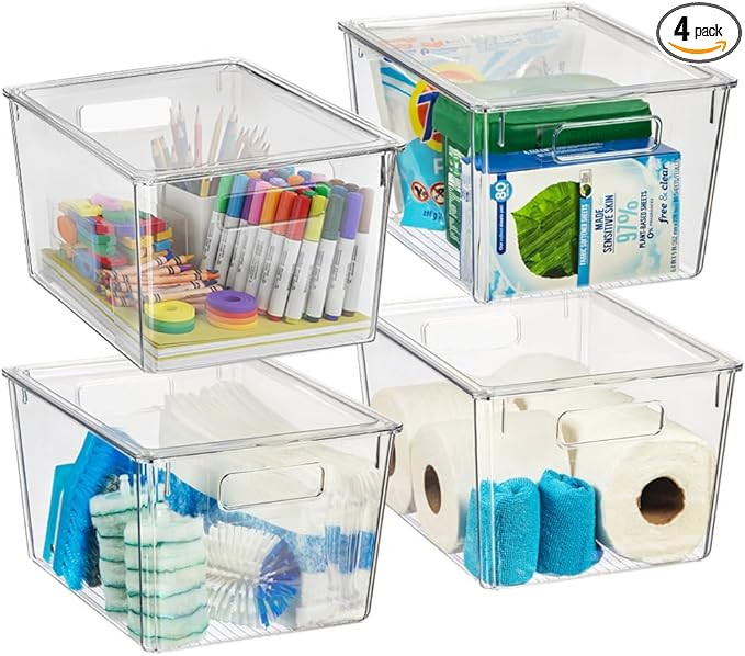 ClearSpace Plastic Storage Bins with Lids X-Large – Perfect Kitchen Organization, Desk Organize... | Amazon (US)