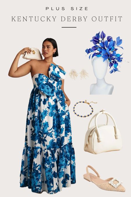 A beautiful blue and white plus size Kentucky Derby outfit idea. 

#LTKover40 #LTKplussize