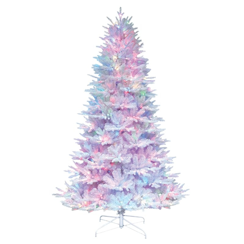 (B21) Pre-Lit White Technology Spruce Christmas Tree, 7.5' | At Home