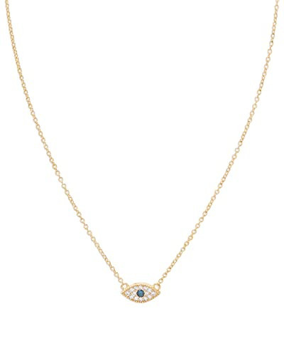 gorjana Women’s Evil Eye Pendant Necklace, Adjustable Link Chain w/White CZ and London Blue Nanogem Talisman, 18K Gold Plated | Amazon (US)