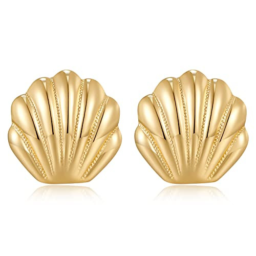 LILIE&WHITE Gold Seashell Stud Earrings For Women Gold Earrings Seashore Earrings Nautical Jewelry For Women Animal life Jewelry beach earrings summer jewelry | Amazon (US)