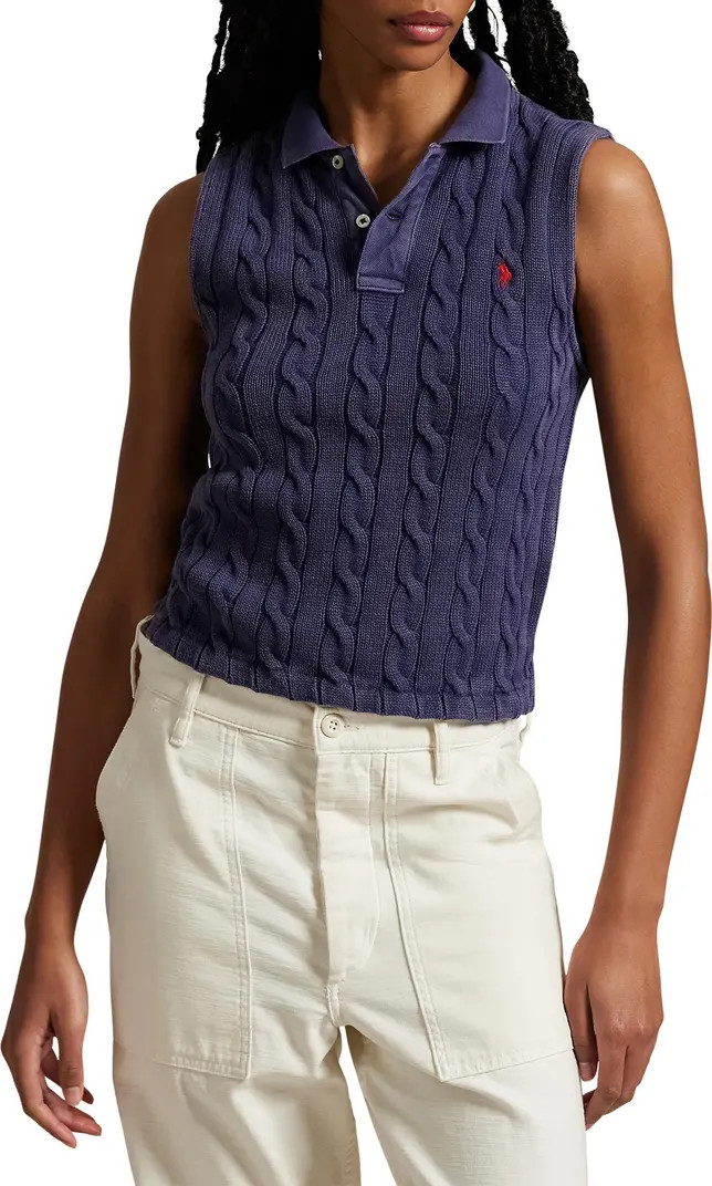 Polo Ralph Lauren Cable Sleeveless Cotton Polo Sweater | Nordstrom | Nordstrom