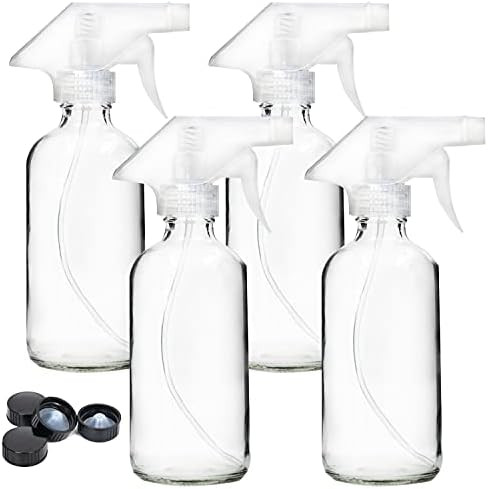 Youngever 4 Pack Empty Glass Spray Bottle, 8 Ounce Clear Glass Spray Bottle for Essential Oils wi... | Amazon (US)