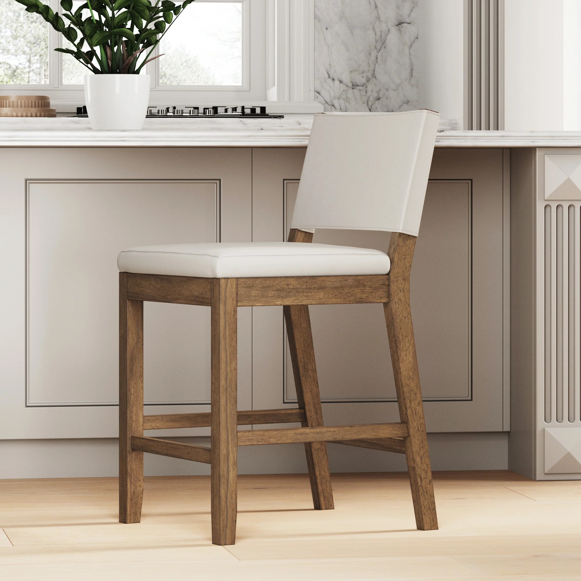 Wood Sling Back Counter Height Bar Stool Dark Brown | Nathan James