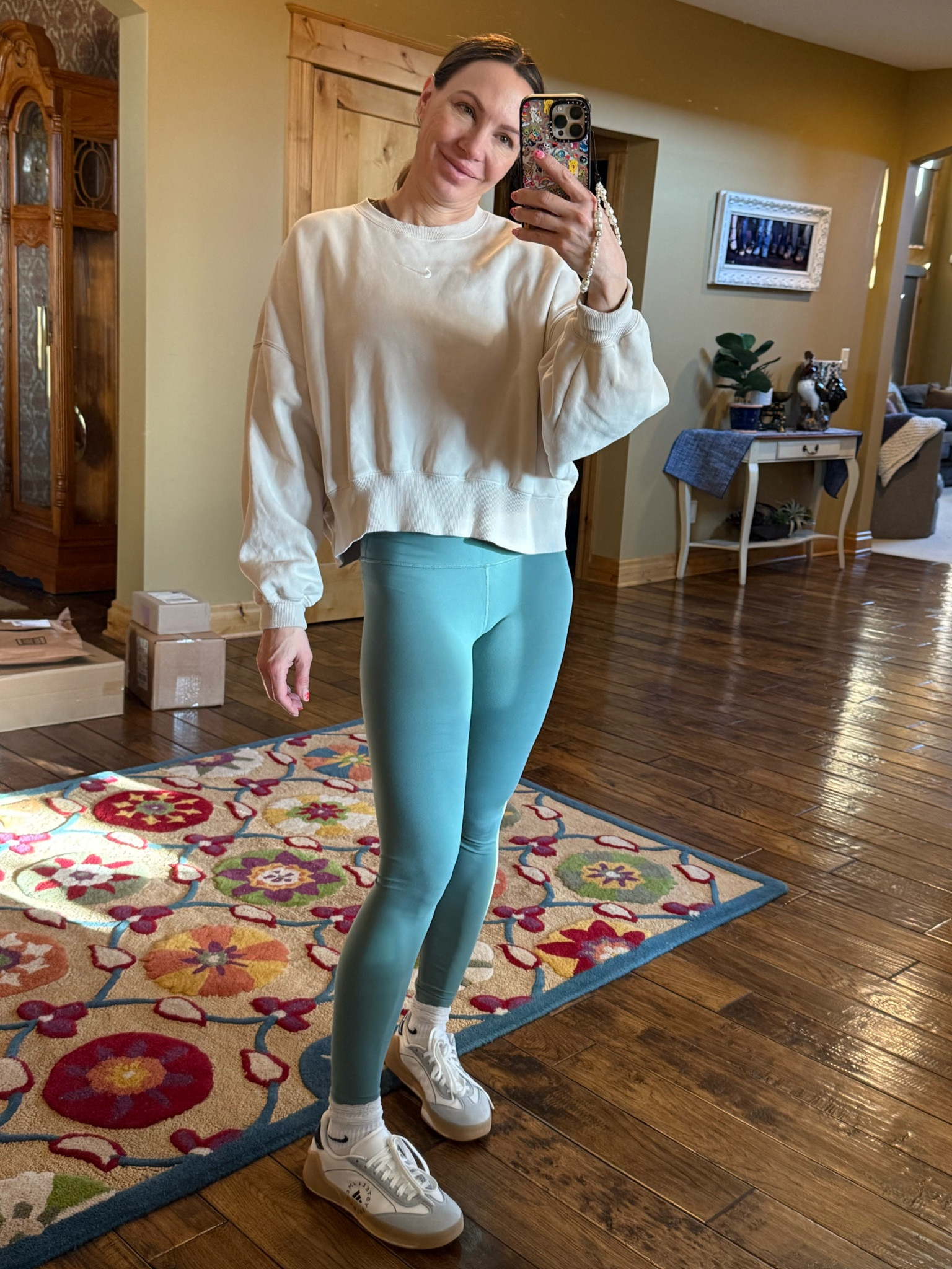 Ootd- Lululemon leggings, like a cloud bra, Vuori tank top, Nike sweatshirt, Nike ruffle socks, Stella McCarthy sneakers 

Workout outfit, fitness outfit, active wear 

#LTKStyleTip #LTKOver40 #LTKActive