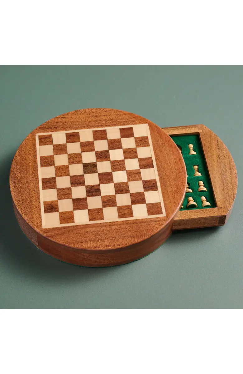 Acacia Wood Round Magnetic Chess Set | Nordstrom
