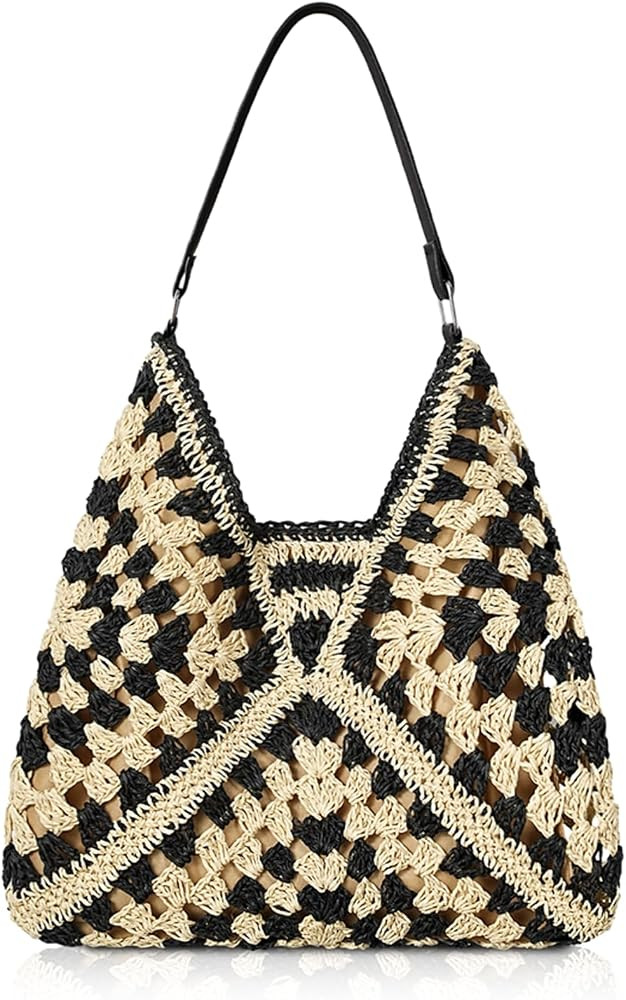 Straw Beach Bags for Women - Summer Woven Tote Bag Handbags | Amazon (US)