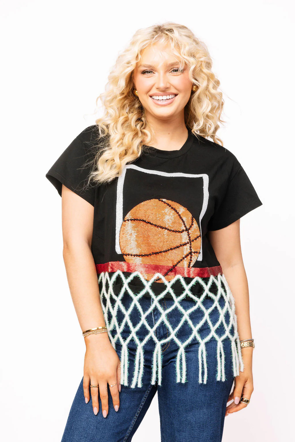 Black Basketball Net Tee | Queen of Sparkles