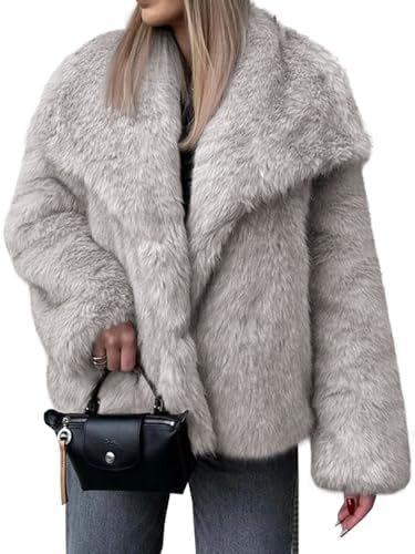 Cicy Bell Womens Faux Fur Coat Winter Shaggy Casual Oversized Lapel Jackets Warm Fuzzy Outerwear | Amazon (US)