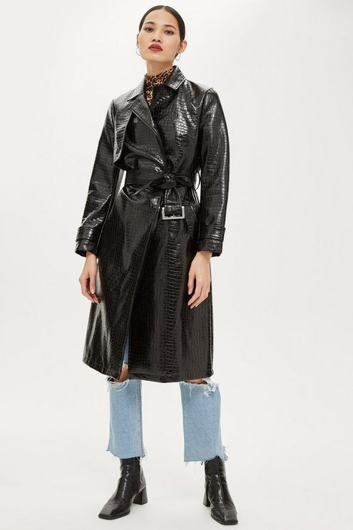 Crocodile Embossed Coat | Topshop US