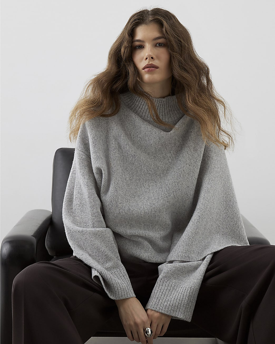 RI Studio Grey Wool Wrap Cape Jumper | River Island UK & IE