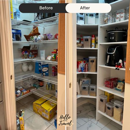 Pantry remodel. Pantry organization. Pantry before and after. Pantry shelves. Pantry ideas. Kitchen inspo. Kitchen design. Organization inspiration. 

#LTKhome