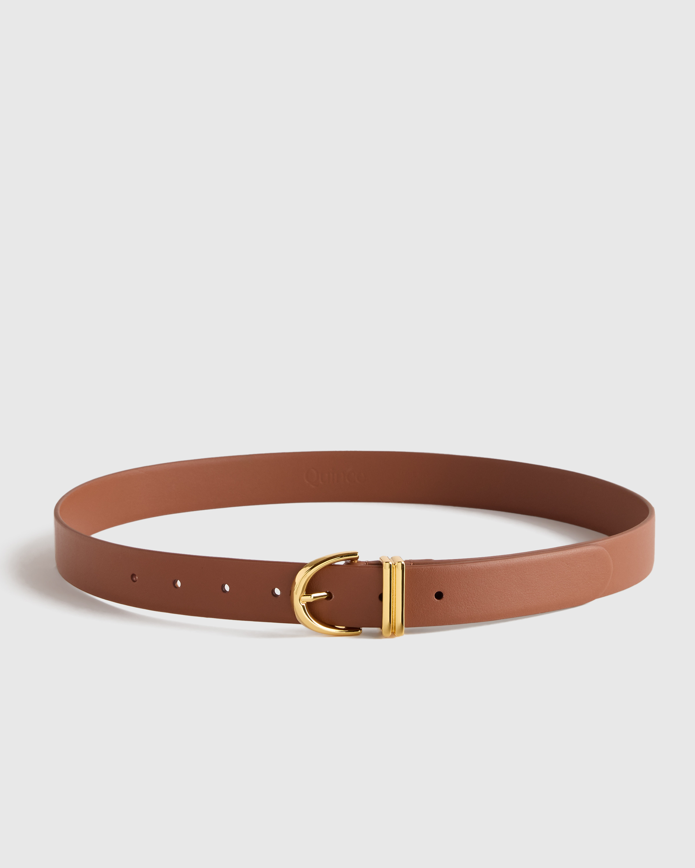 Quince | Women's Alora European Leather Belt in Nutmeg, Size Large | Quince