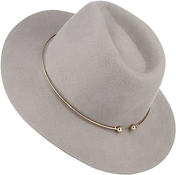 Adult Women Men Floopy Brim Panama Hat Fedora Hats Trilby Caps with Metal Hoop | Amazon (US)