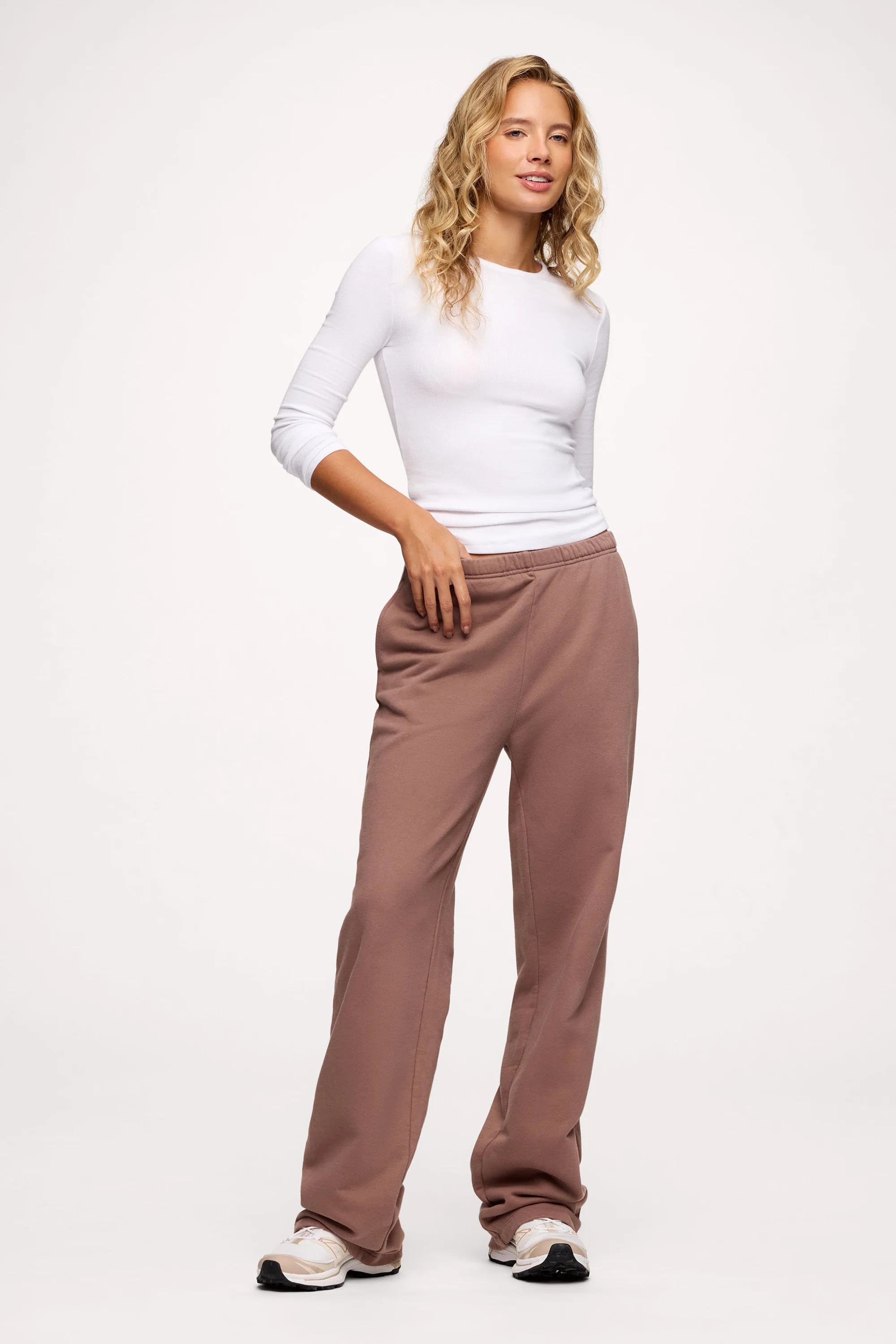 Core Fleece Wide Leg Sweatpant | Cocoa | nuuds