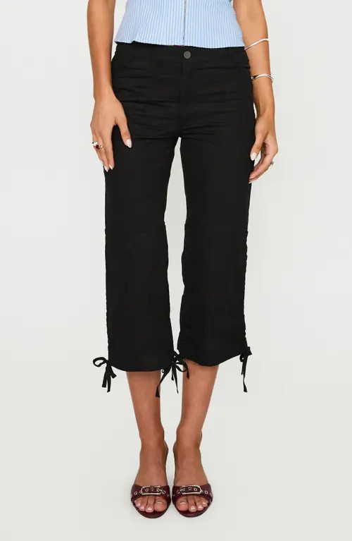 Princess Polly Hot Rod Drawstring Cuff Capri Pants in Black at Nordstrom, Size 0 | Nordstrom