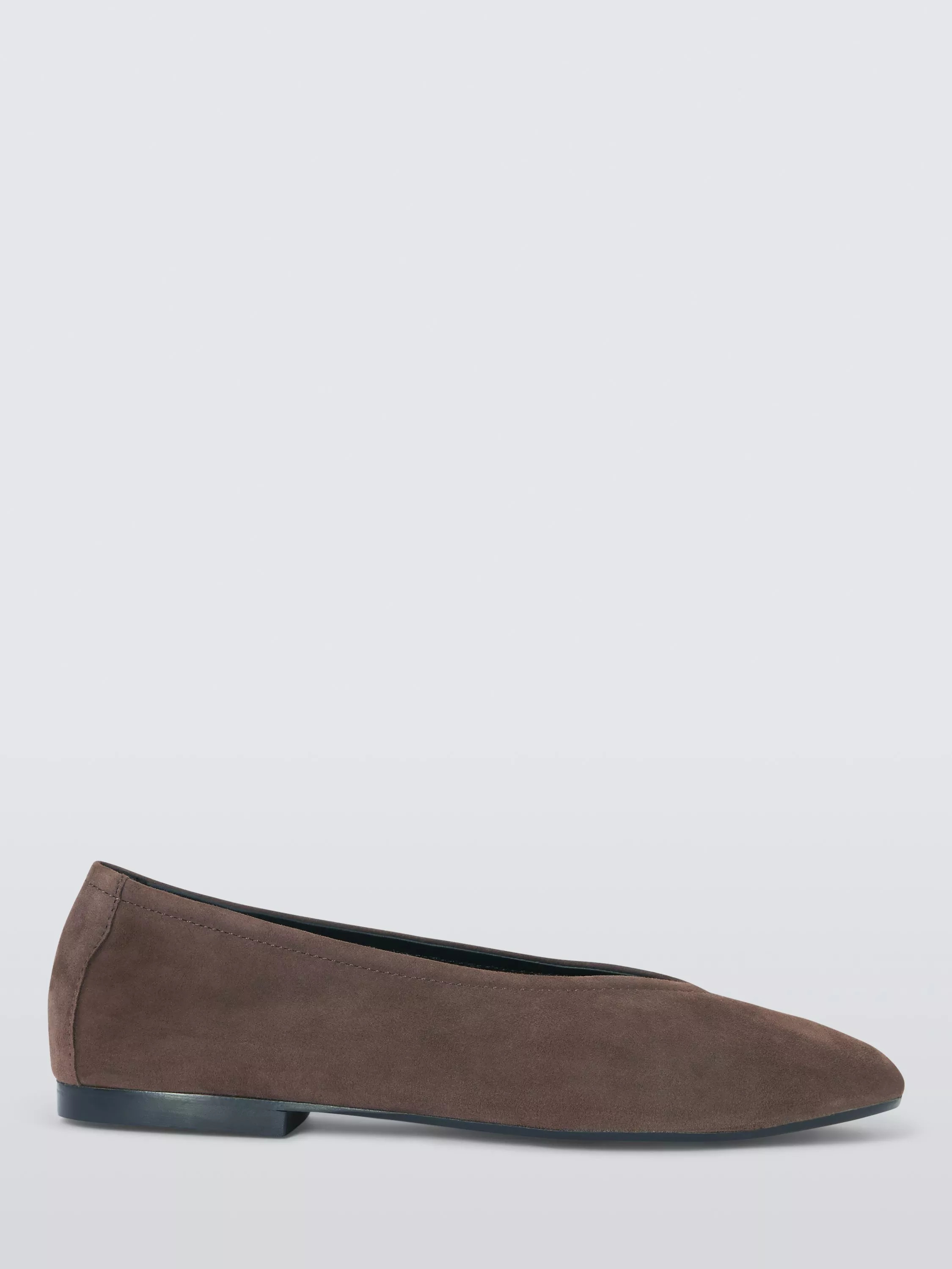 Helm Suede High Vamp Ballerina Pumps, Chocolate | John Lewis (UK)