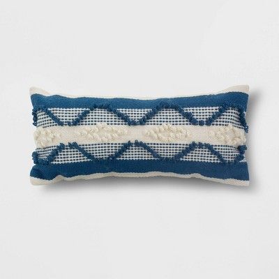 Decorative Woven Lumbar Throw Pillow Navy/Cream - Threshold™ | Target