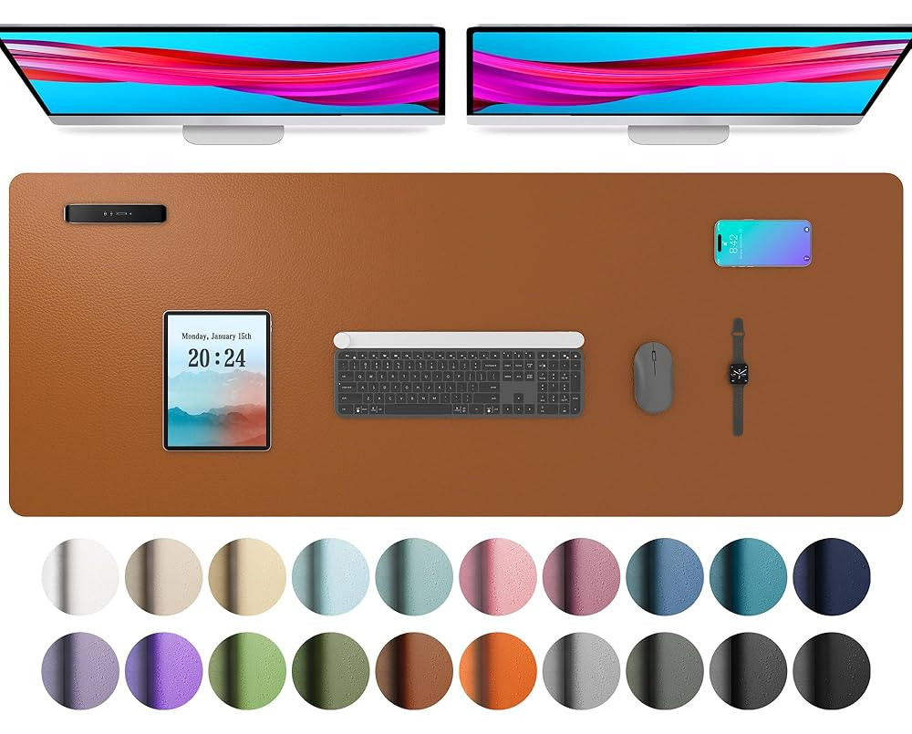 Aothia Leather Desk Pad Protector, Mouse Pad, Office Desk Mat, Non-Slip PU Leather Desk Blotter, ... | Amazon (US)