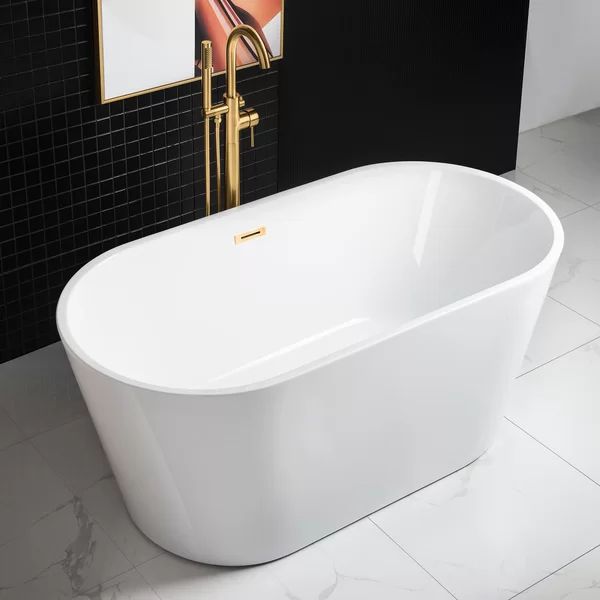 B0014 -BG-Drain &O 59" x 30" Freestanding Soaking Acrylic  Bathtub | Wayfair North America