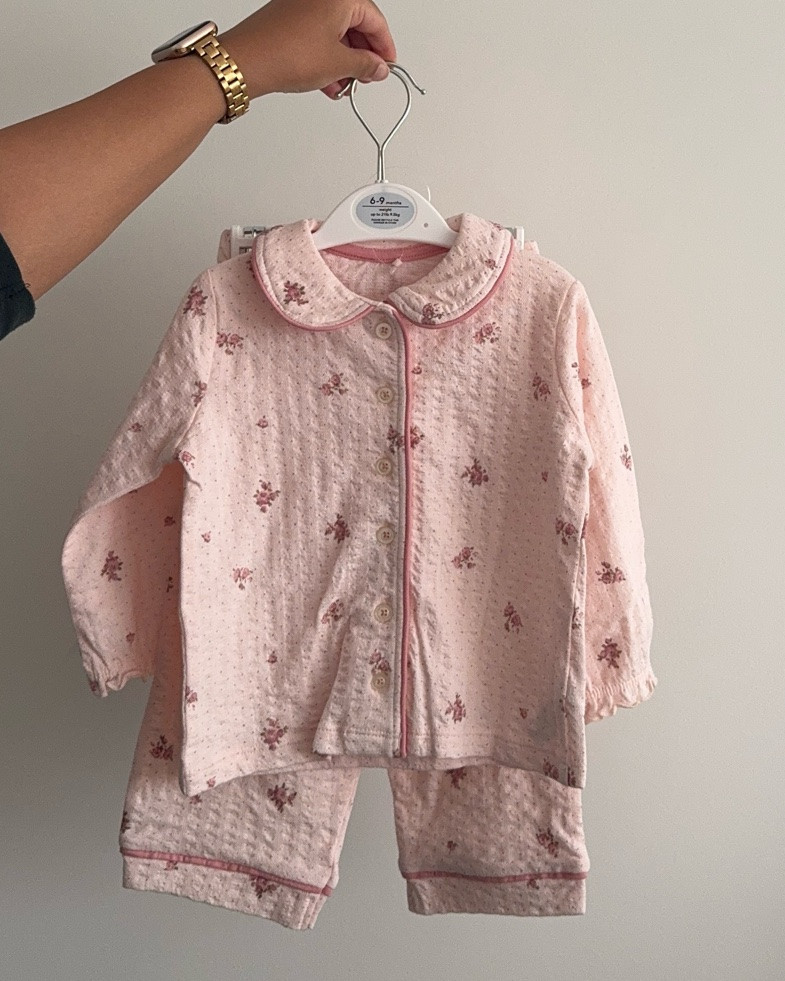 baby girl pink floral pjs