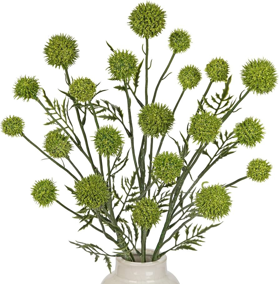 Hollyone 3Pcs Green Faux Branches 28" Artificial Plants Ball Flowers for Vase Fake Silk Flower wi... | Amazon (US)