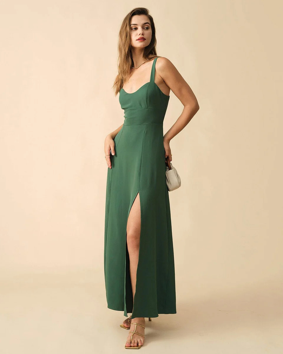 The Solid Color Side Slit Maxi Dress | rihoas.com
