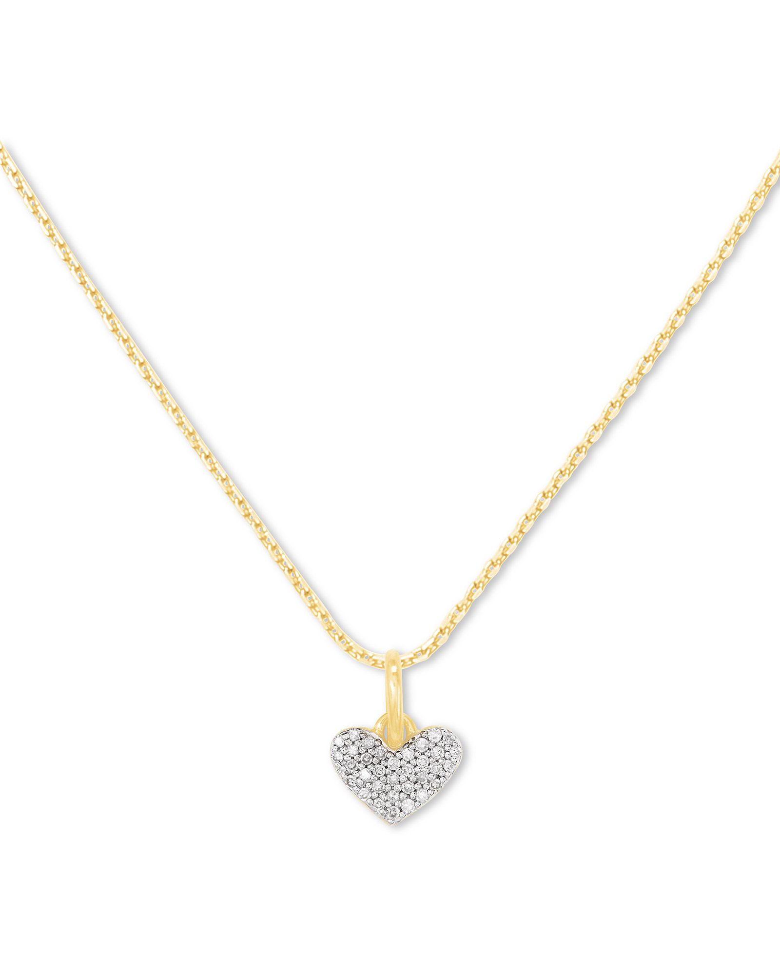 Ari Pave Heart 18k Yellow Gold Vermeil Charm Necklace in White Diamond | Kendra Scott