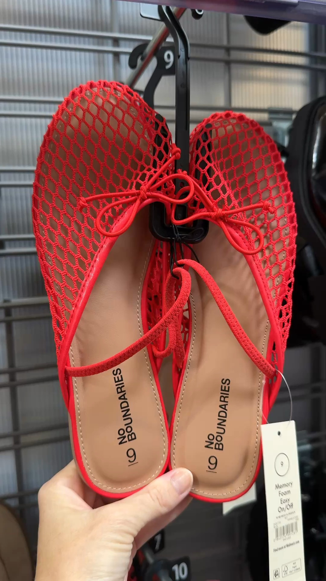 I have to order these online my local Walmart didn’t have them in my size but they are so cute. I’m usually 8.5 and 9 was way too big so I need size 8.

Found the $15 shoe that’s about to be everywhere this summer 👡🔴 These No Boundaries mesh slingback flats from @Walmart are giving major designer-dupe energy — that fishnet weave + bow detail is so unexpected for the price. Perfect for pairing with white jeans, a sundress, or even elevating a basic tee-and-shorts combo.
#walmartfinds #walmartfashion #affordablefashion #springshoes #summershoes #fashionfinds #budgetfashion #slingbackshoes #walmartstyle #under20dollars #shoesoftheday #fashionfindsforless #dupeshoes #walmartfashionfinds #trendyshoes