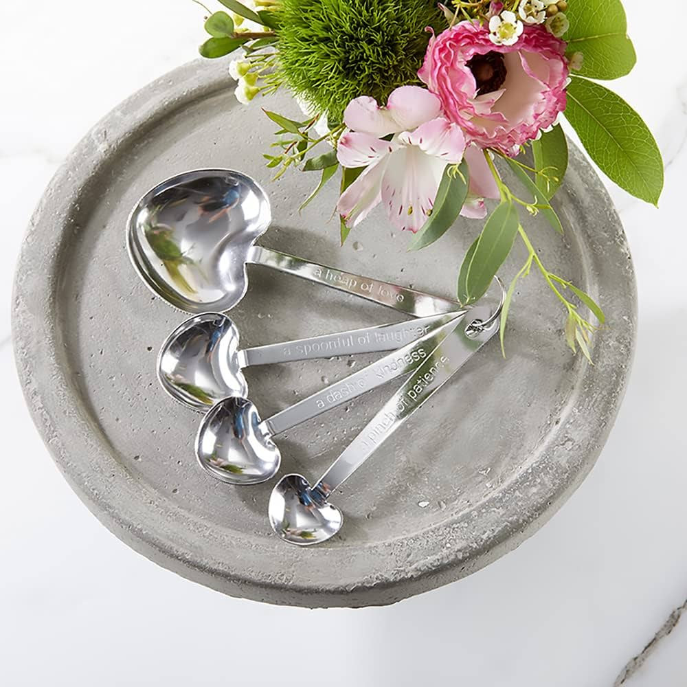 Kate Aspen Love Beyond Measure Spoons, Heart Shaped Measuring Spoons, Stainless Steel | Amazon (US)