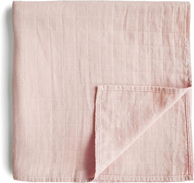 mushie Muslin Baby Swaddle Blanket | 100% Organic Cotton (Rose Vanilla) | Amazon (US)