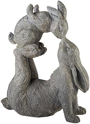 ART & ARTIFACT Kissing Rabbits Garden Sculpture - Parent Child Bunny Yard Decor | Amazon (US)