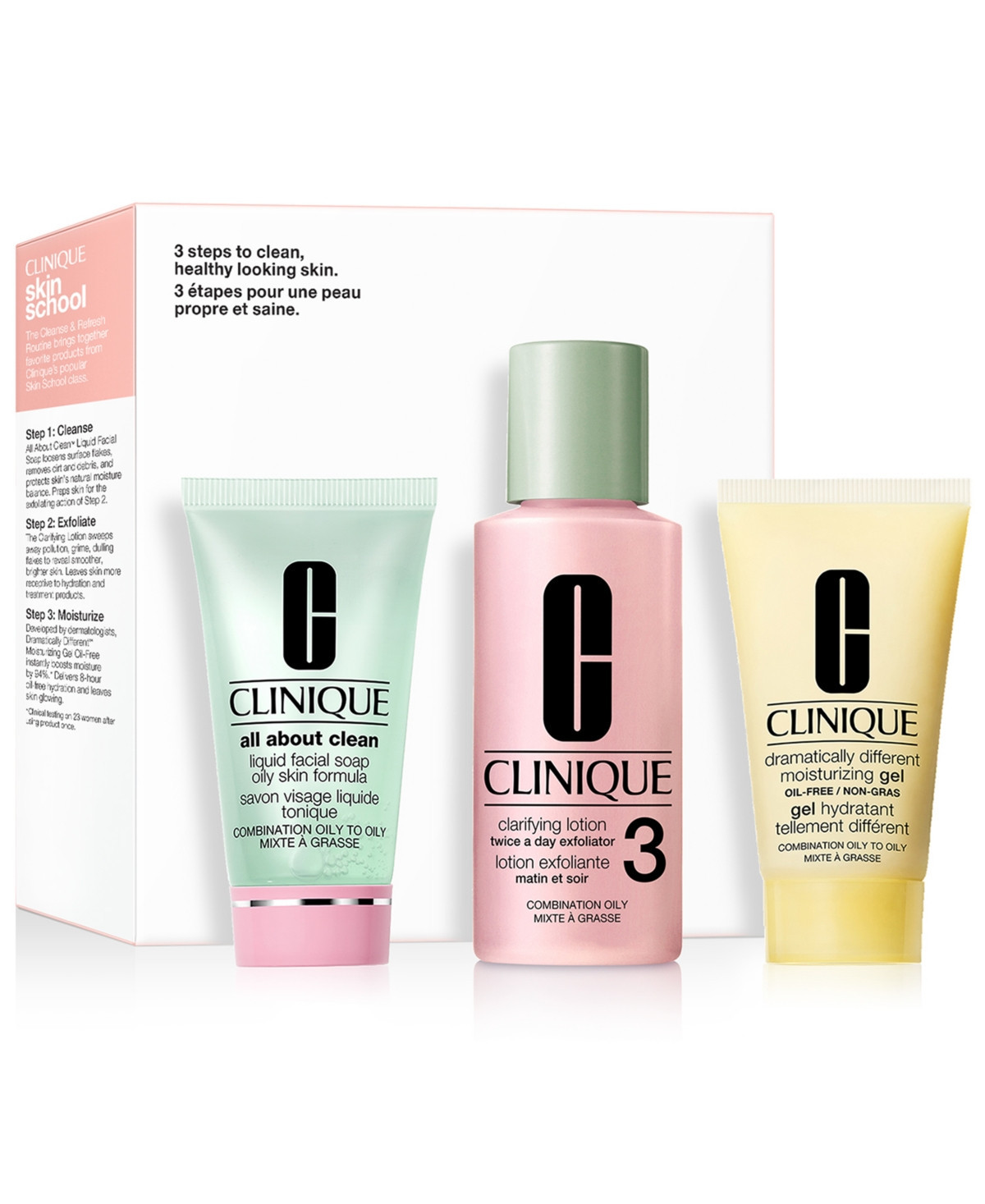 Clinique 3-Pc. Skin School Supplies Cleanse & Refresh Set - Combination Oily | Macy's