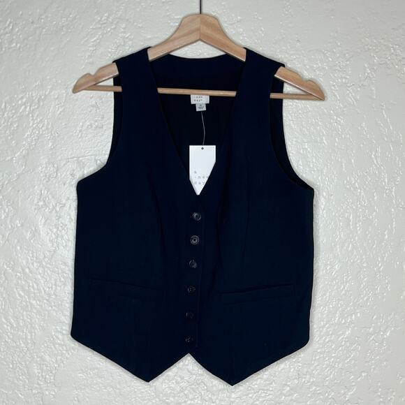 A New Day V Neck Vest Academia Preppy Minimalist Women Medium NWT | Poshmark