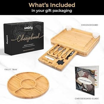 SMIRLY Charcuterie Boards Gift Set: Large Charcuterie Board Set, Bamboo Cheese Board Set - Unique... | Amazon (US)