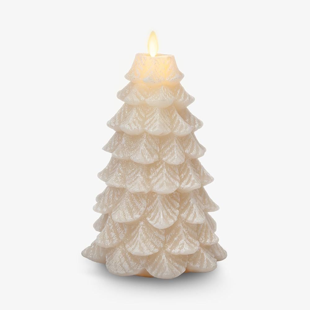 Luminara Christmas Tree Flameless Candle Glitter and Snow Finish Moving Flame Effect LED Candle, ... | Amazon (US)