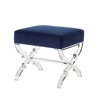 Inspired Home Vicky Velvet Ottoman Acrylic X-Leg (Navy) | Bed Bath & Beyond
