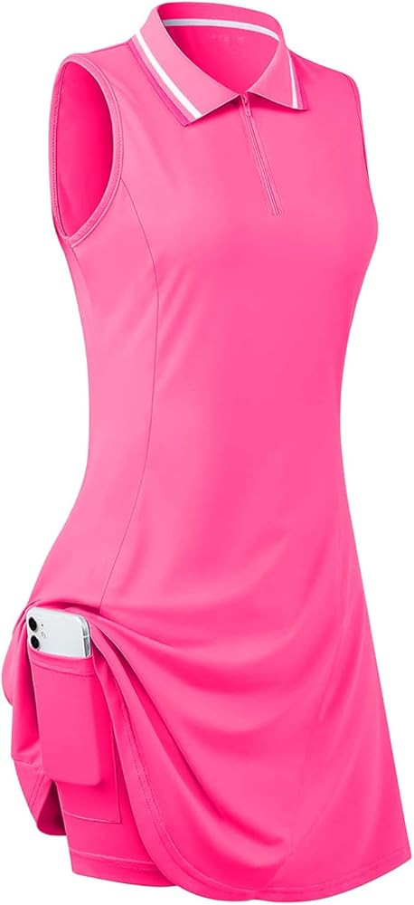 Womens Sleeveless Golf Tennis Dresses with Inner Shorts＆Pockets for Workout Exercise | Amazon (US)