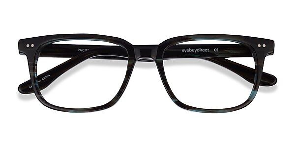 Pacific Rectangle Striped Blue Full Rim Eyeglasses | Eyebuydirect | EyeBuyDirect.com