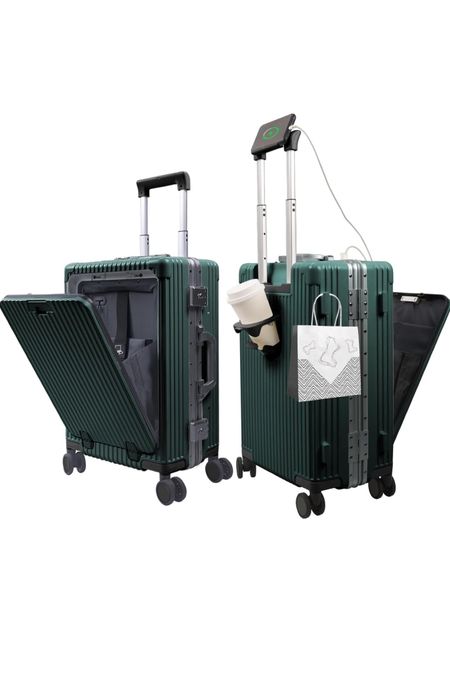 Amazon’s travel suitcase with a cup holder, hook, wet compartment, and 360° spinable wheels 

#LTKtravel