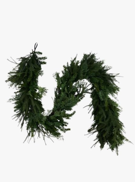 Grand Luxe Mixed Pine and Juniper Garland with Decorative Bow Ornament, Artificial Holiday Greene... | Amazon (US)