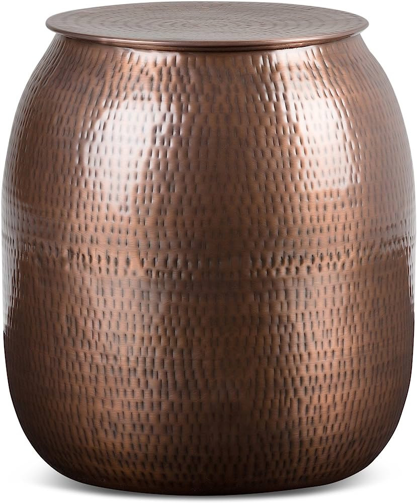 SIMPLIHOME Griffen Contemporary 19 inch Wide Metal Storage Accent Side Table in Antique Copper, F... | Amazon (US)