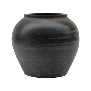 Lily's Living Large Vintage Black pottery Jar, 15 Inch Diameter, Gray - 15"W x 15"L x 14"H | Bed Bath & Beyond